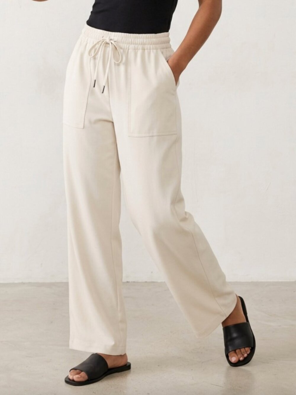 MELLODAY Off-White Drawstring Utility Joggers / Trousers Sz S